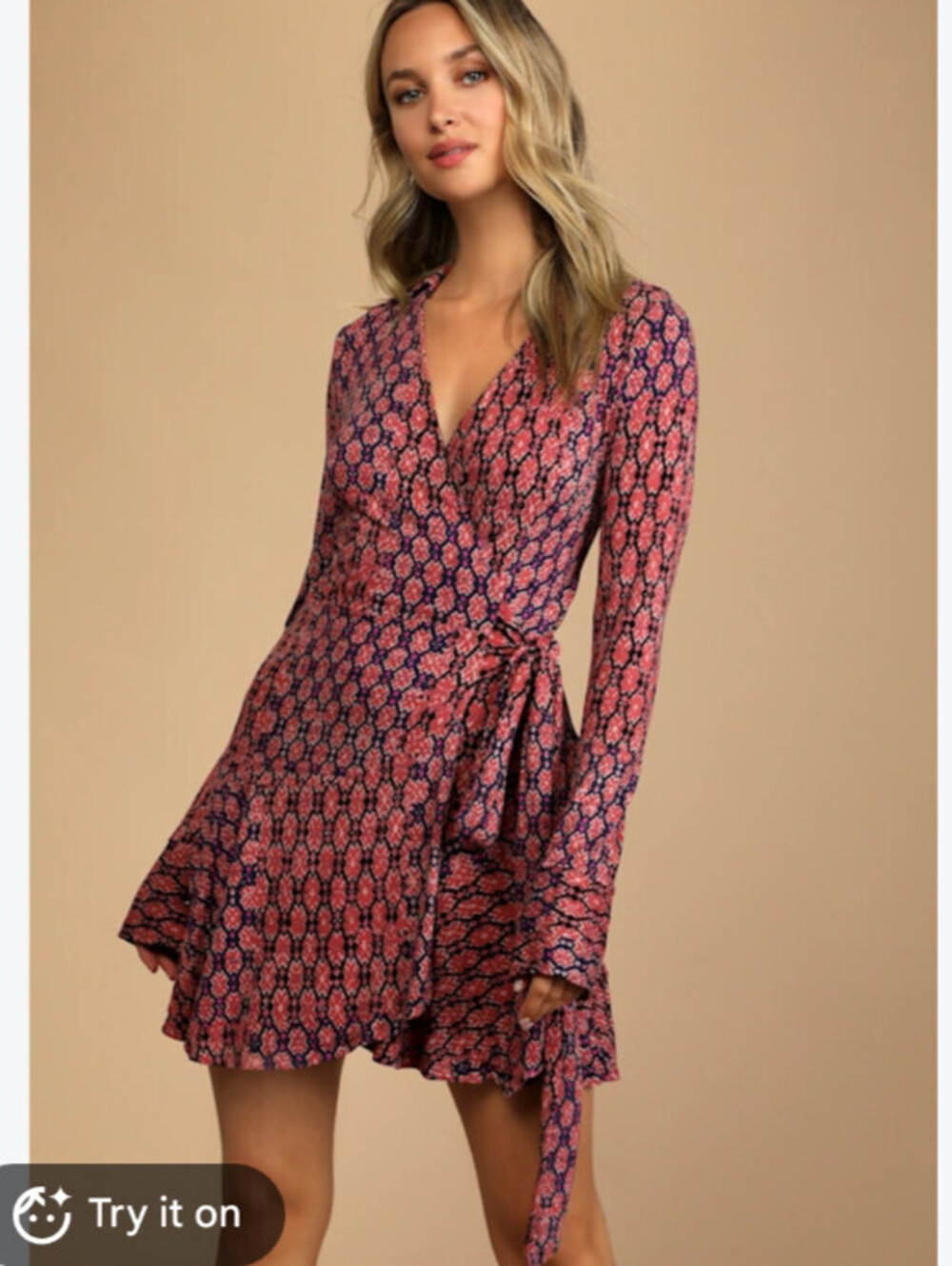 Free People Rhetta Wrap Dress Medium Dark Combo Floral Boho Mini Festival Dress